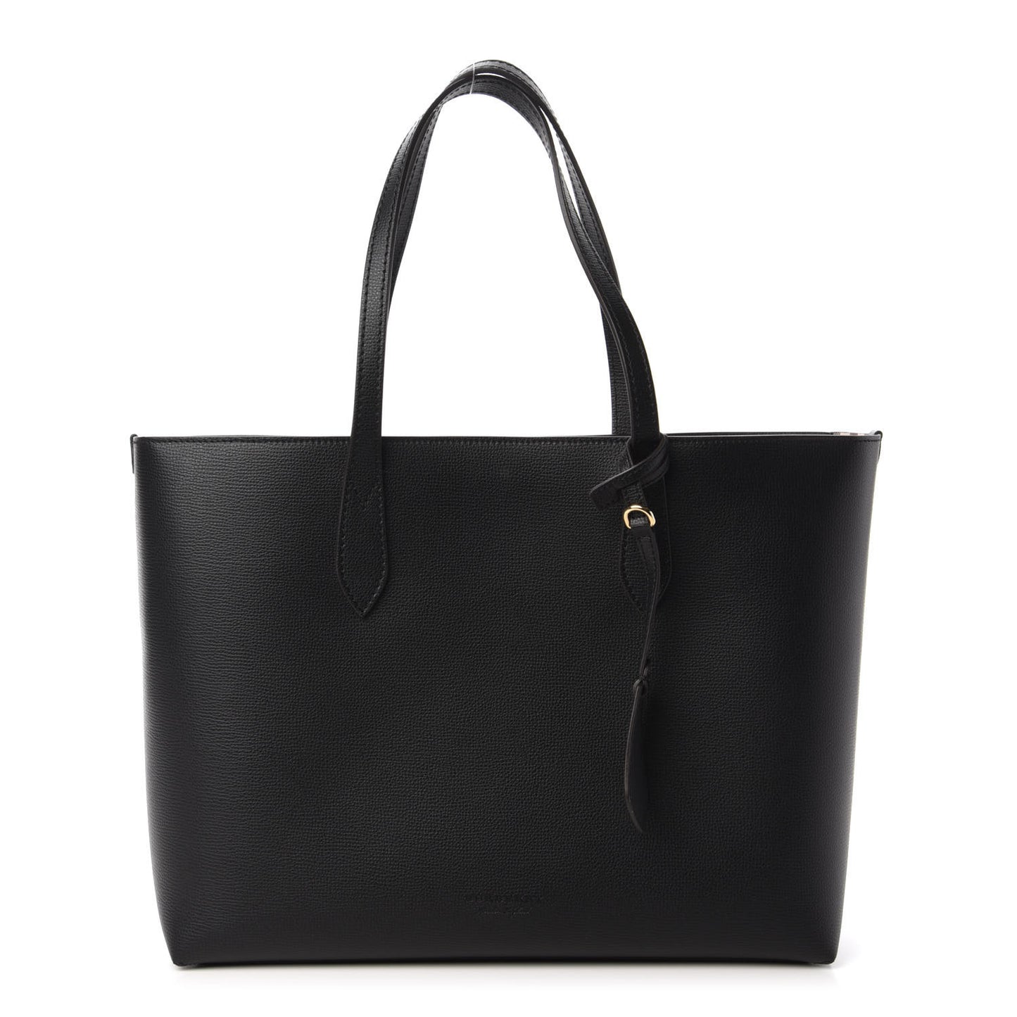 Grainy Calfskin Haymarket Check Medium Reversible Tote Black