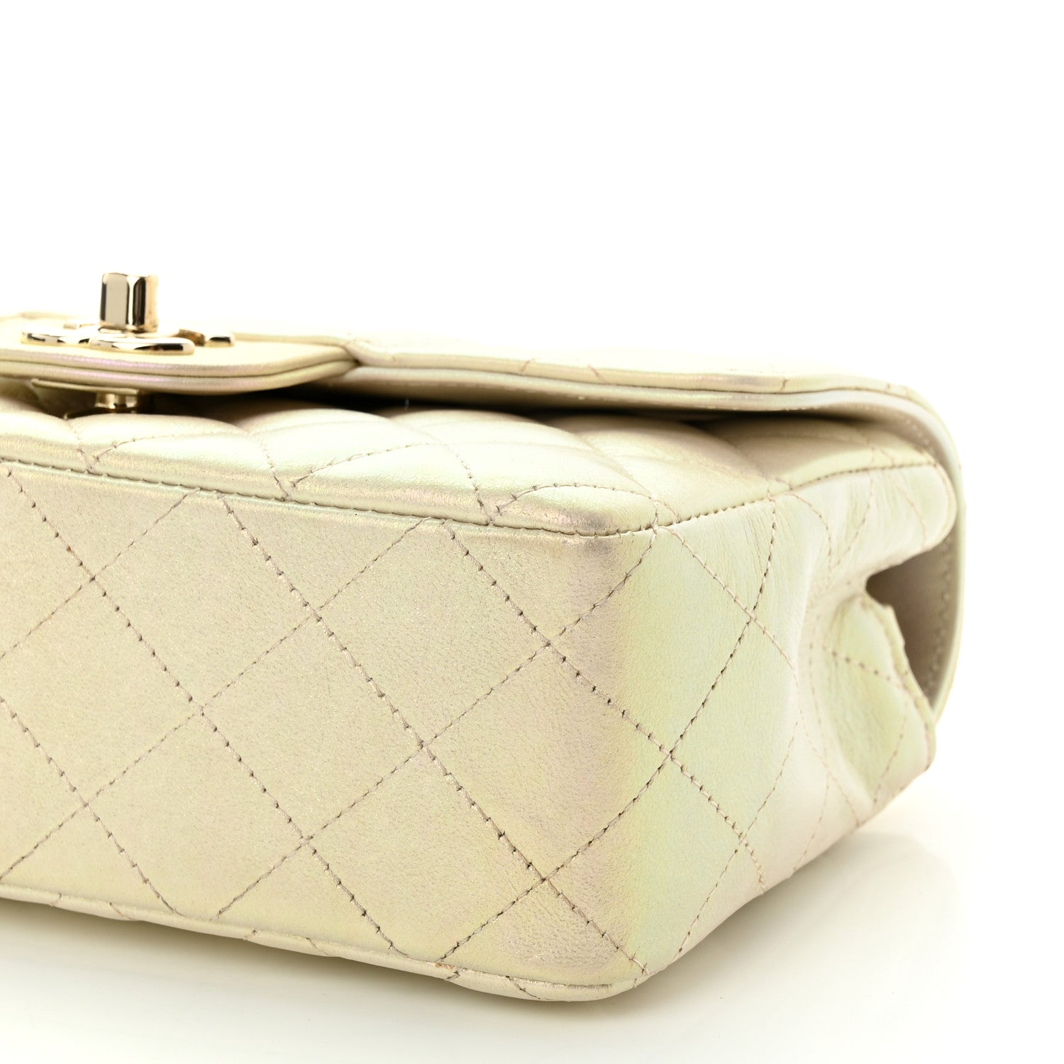 Chanel Iridescent Lambskin Quilted Mini Rectangular Flap Ivory 9 of 11