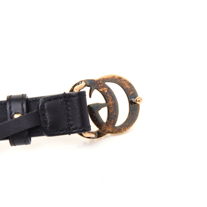 Gucci Moon Calfskin Pearl Double G 20mm Belt 80 32 Black Cream 9 of 9