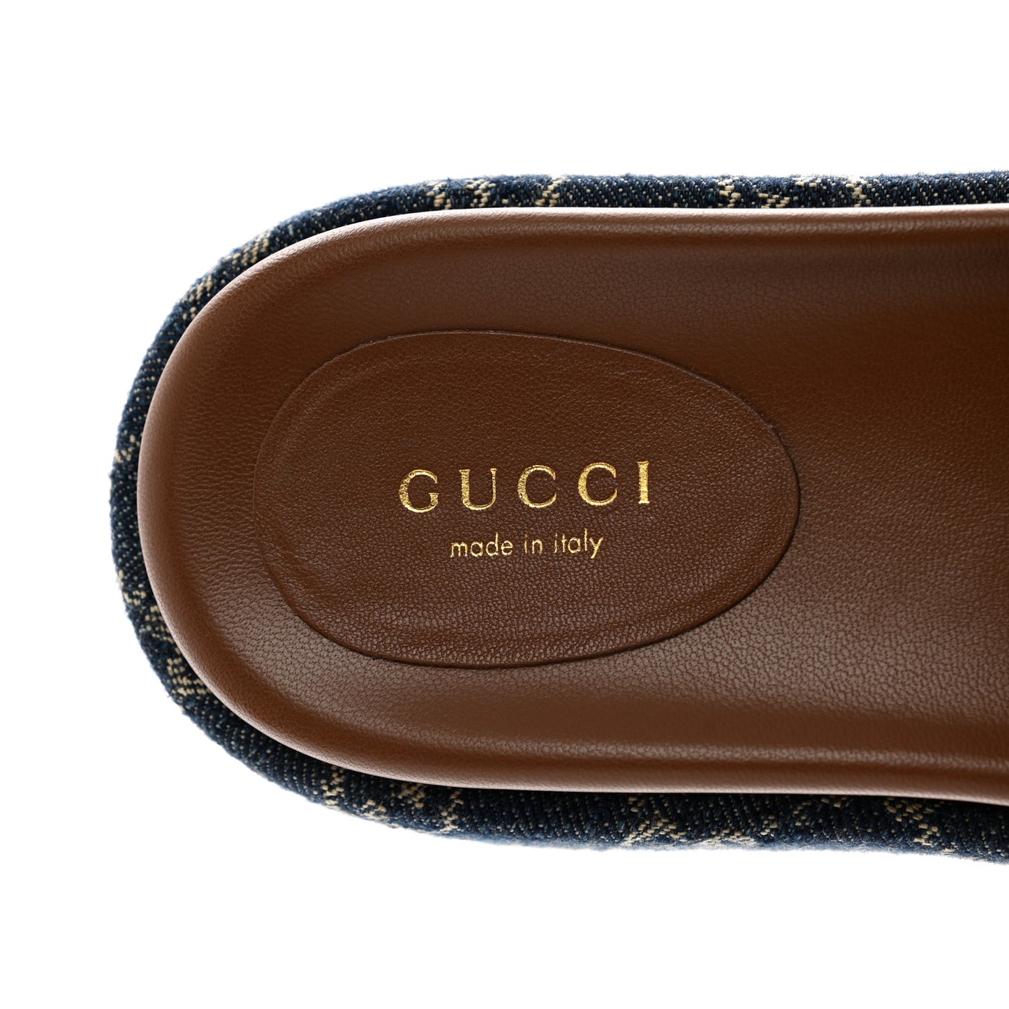 New Denim GG Monogram Angelina Platform 55mm Slide Sandals 36.5 Blue Tea