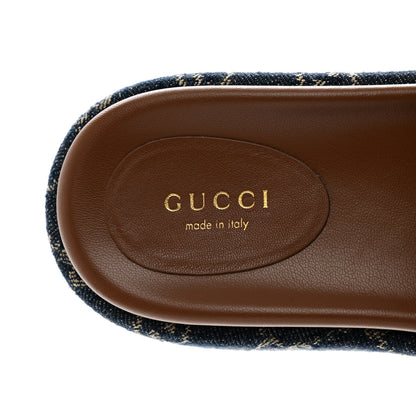 Gucci New Denim GG Monogram Angelina Platform 55mm Slide Sandals 36.5 Blue Tea 7 of 9