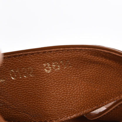 Louis Vuitton Calfskin Monogram Embossed Espadrille Wedge Sandals 36.5 Cognac 9 of 9