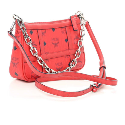 MCM Visetos Mini Aren Chain Crossbody Bag Candy Red 3 of 9