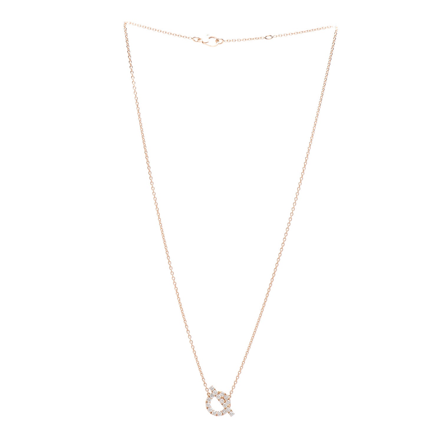 Hermes 18K Rose Gold Diamond Finesse Pendant Necklace 3 of 6