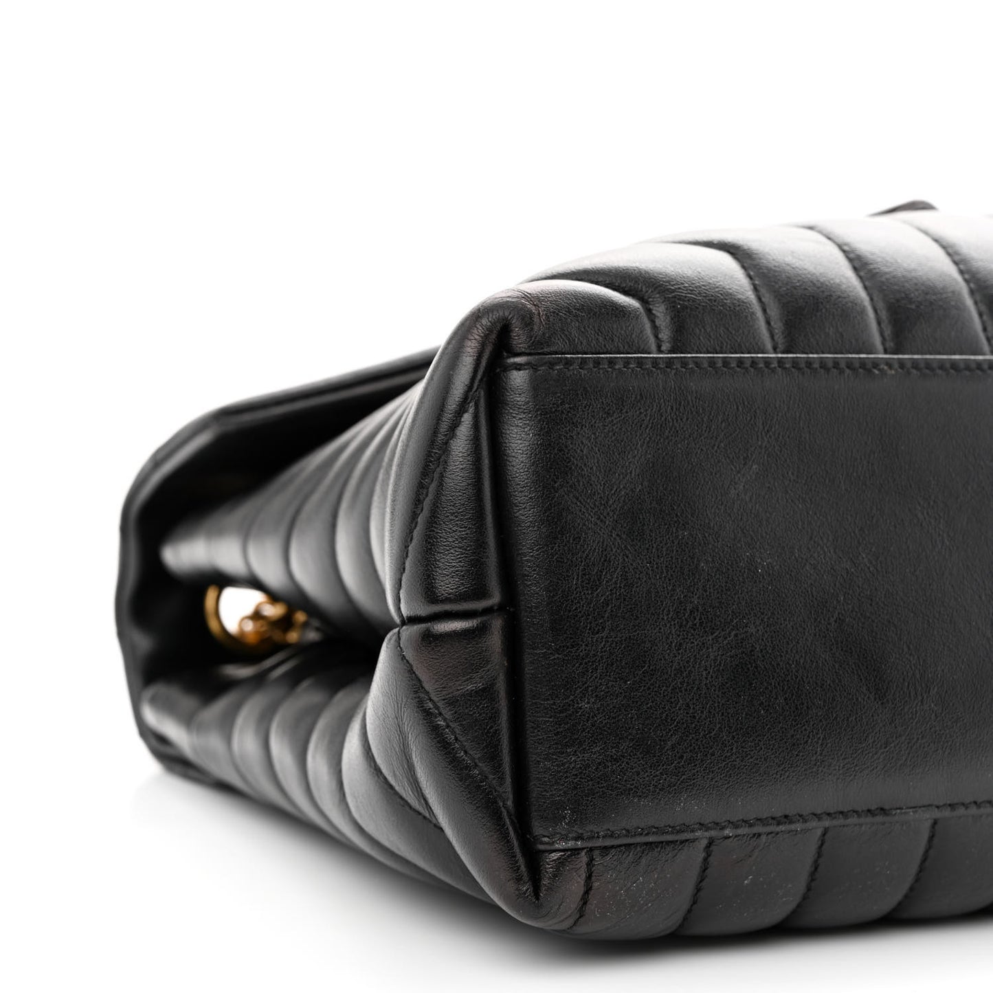 Calfskin Y Quilted Monogram Medium Loulou Chain Satchel Black