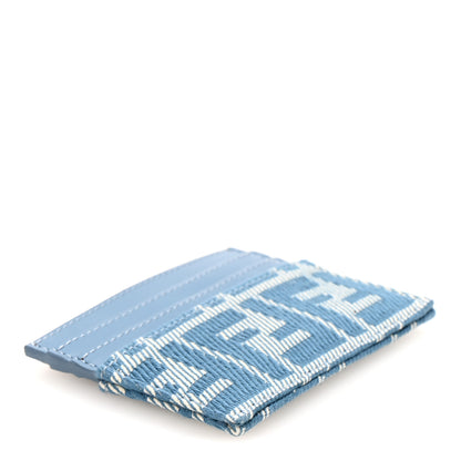 Fendi Vitello Soft Denim Bi-Color FF 1974 Card Holder  Blue 4 of 8