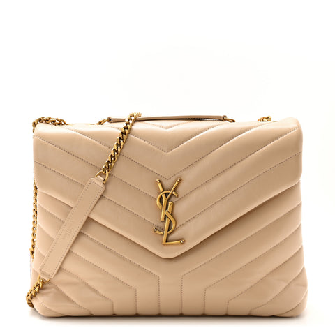 Calfskin Y Quilted Monogram Medium Loulou Chain Satchel Nude Powder