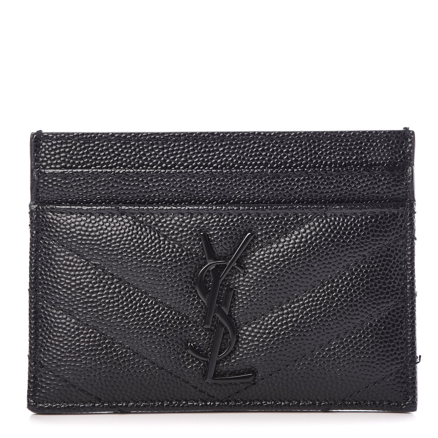Grain De Poudre Matelasse Chevron Monogram Credit Card Case Black