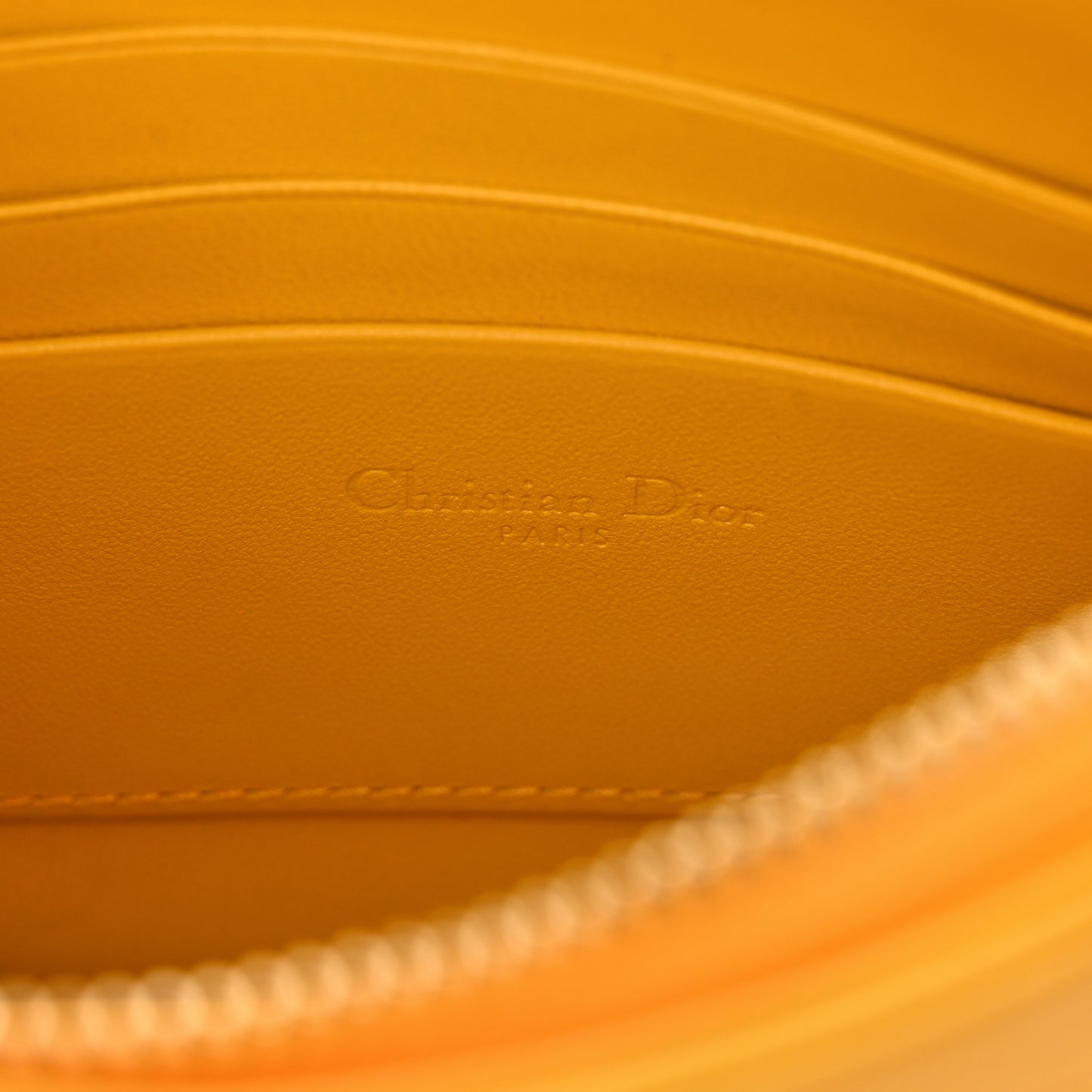 Calfskin Cannage Caro Zipped Pouch With Chain Sunny Yellow