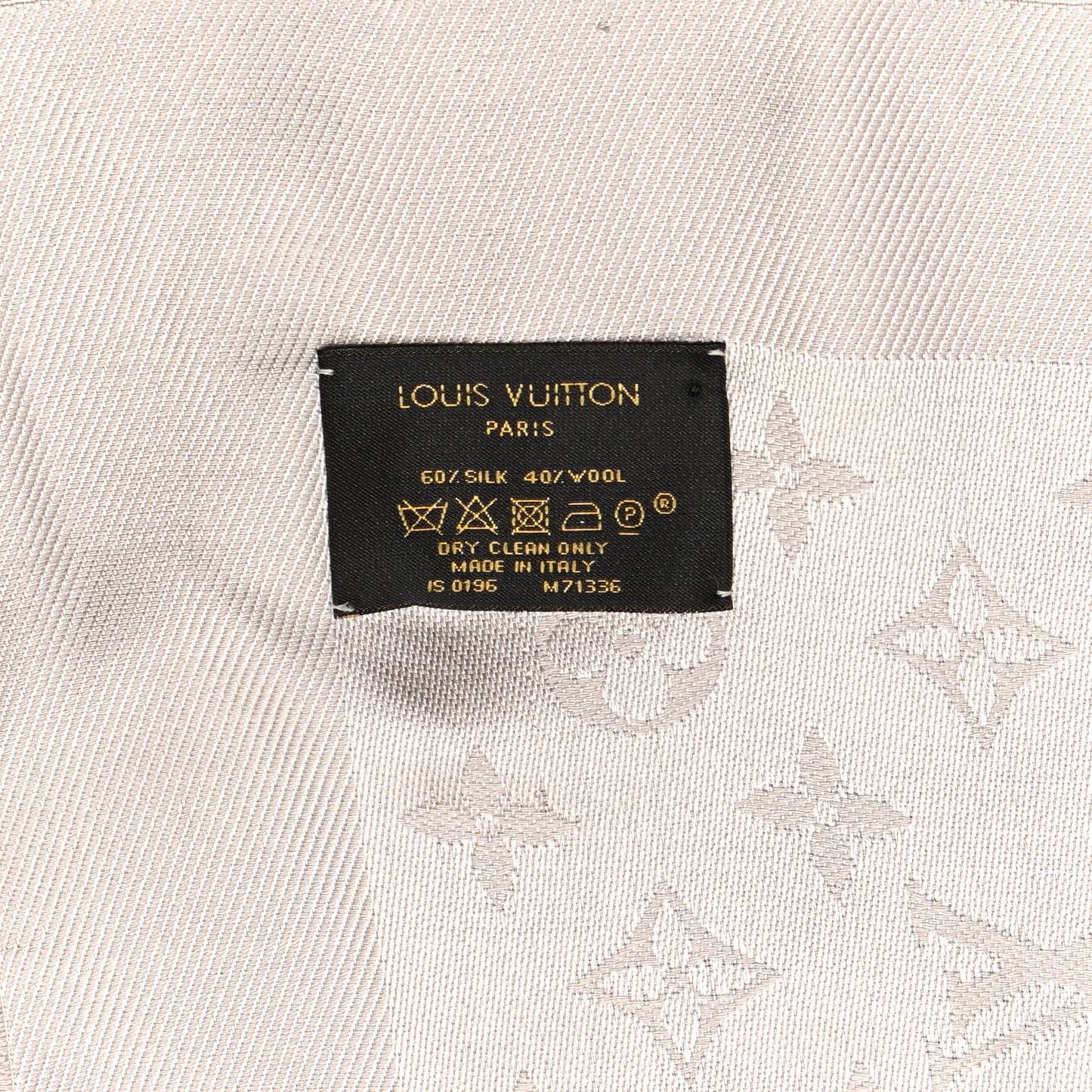 Silk Wool Monogram Shawl Greige