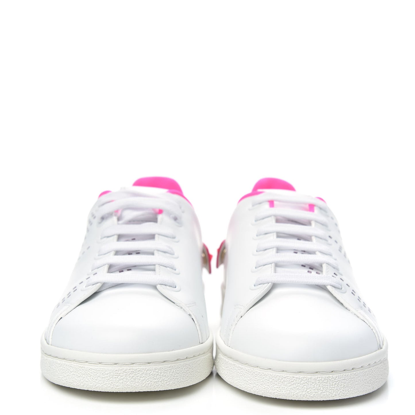 Calfskin Womens Backnet Sneakers 38.5 White Fuchsia