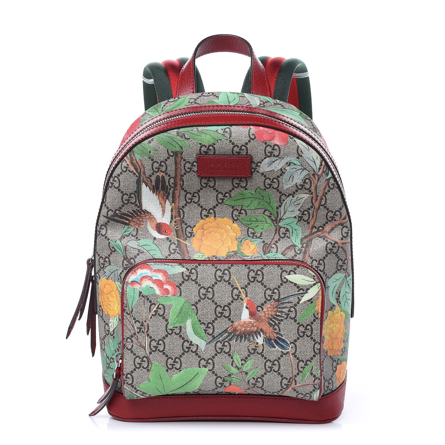 GG Supreme Monogram Tian Web Small Day Backpack Beige Multicolor Red