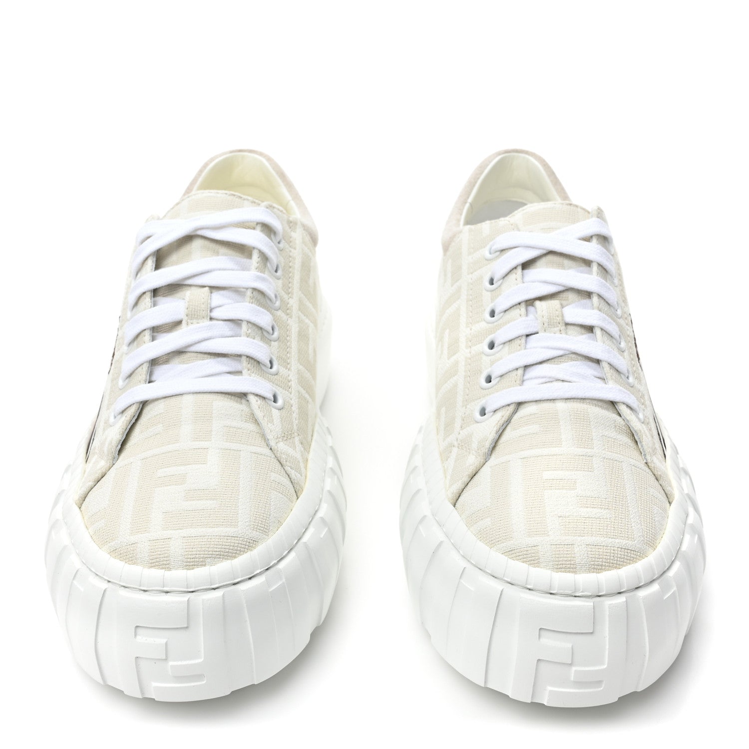 Fendi Fabric Jacquard FF Rainbow Womens Fendi Force Low-Top Sneakers 40.5 Avorio 2 of 10