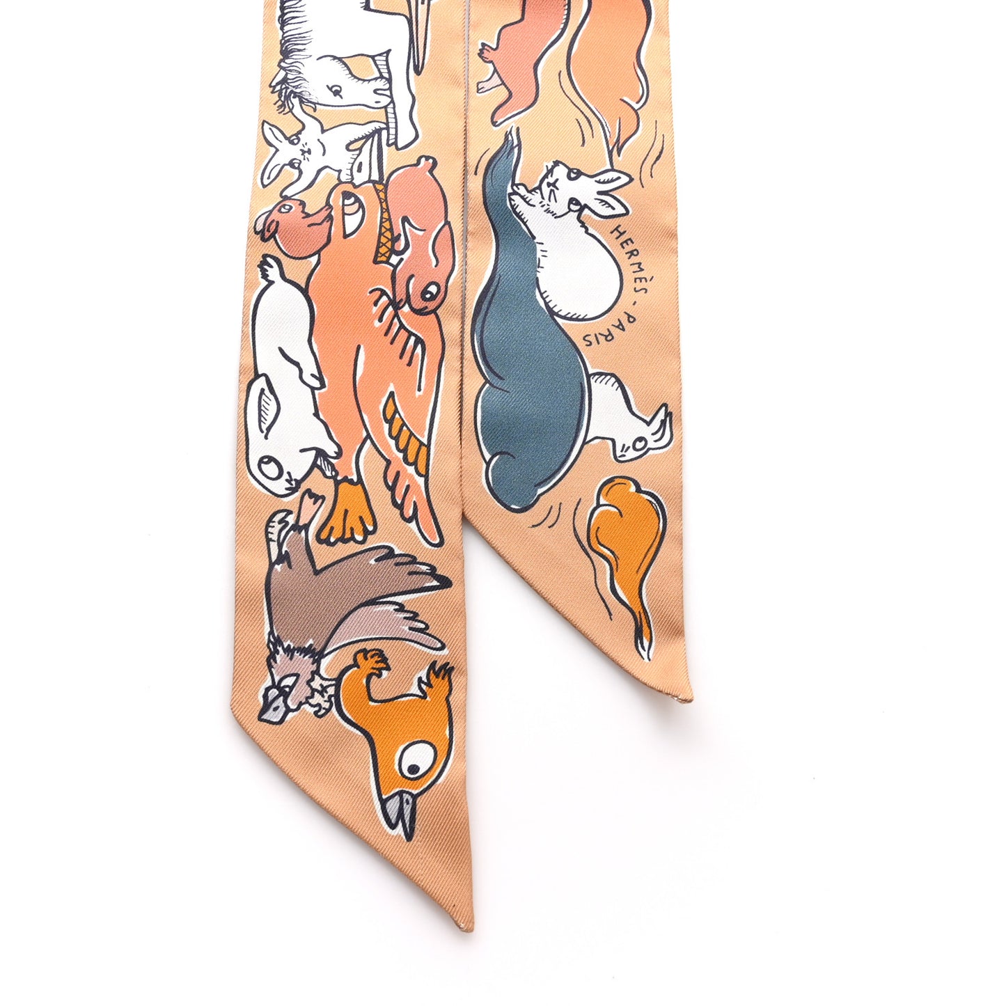 Silk Mille Et Un Lapins Twilly Beige Dore Abricot White