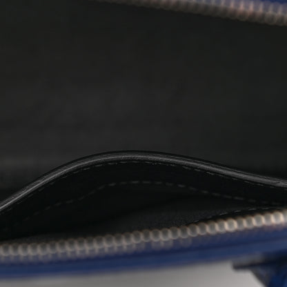 Balenciaga Shiny Calfskin Logo Crocodile Embossed S Ville Top Handle Bag Navy White 11 of 13