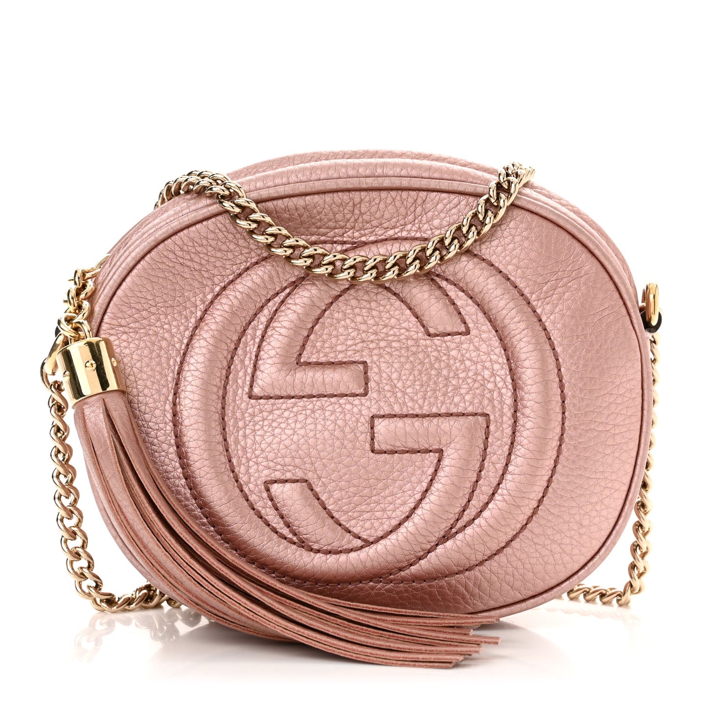 Metallic Pebbled Calfskin Mini Soho Chain Bag Pink
