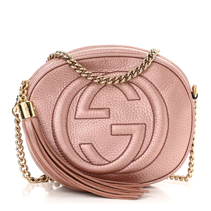 Gucci Metallic Pebbled Calfskin Mini Soho Chain Bag Pink 1 of 10