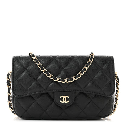 Chanel Caviar Quilted Flap Phone Holder With Chain Black 1 of 12