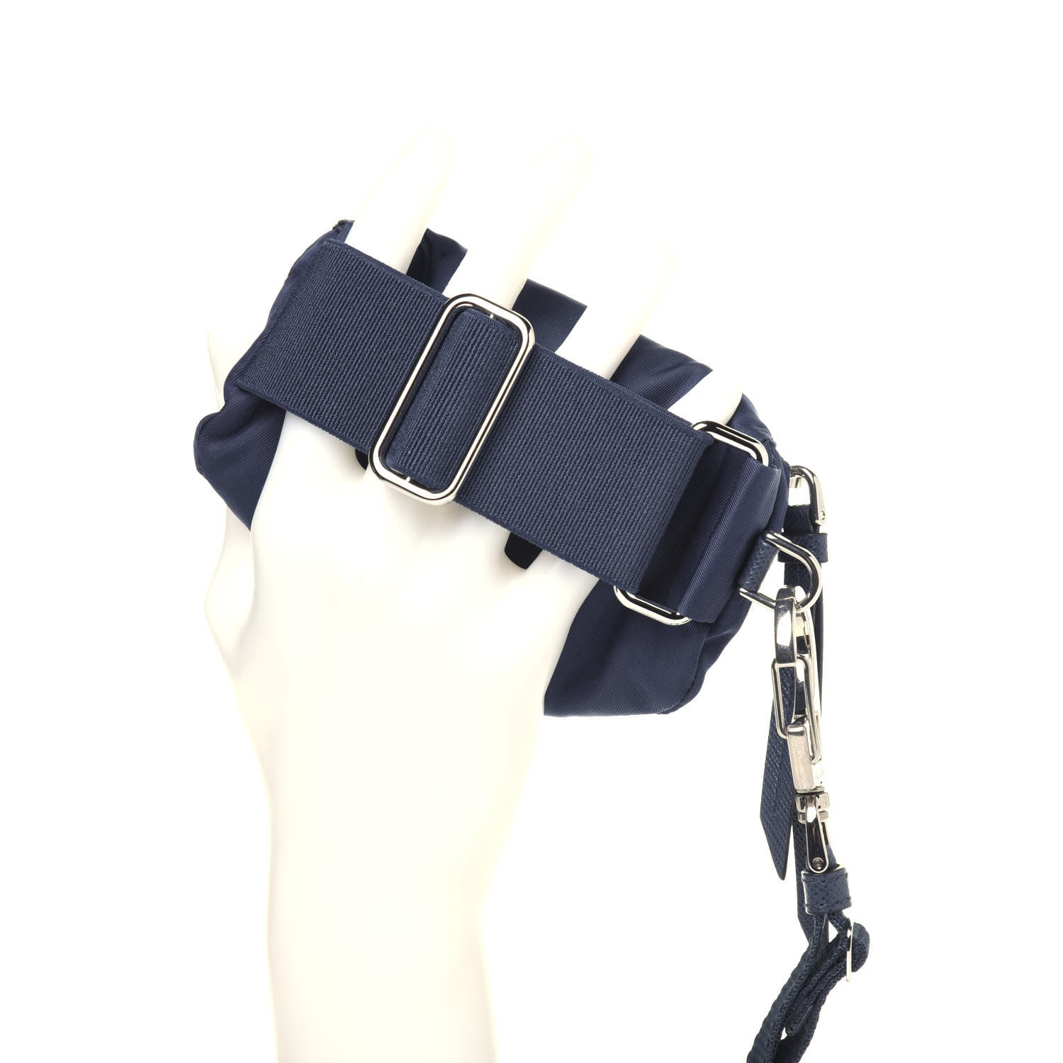 Prada Tessuto Nylon Saffiano Metal Triangle Logo Mini Crossbody Pouch Baltico 3 of 12