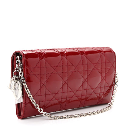 Christian Dior Patent Cannage Lady Dior Rendezvous Wallet On Chain Rouge Ceris 3 of 10