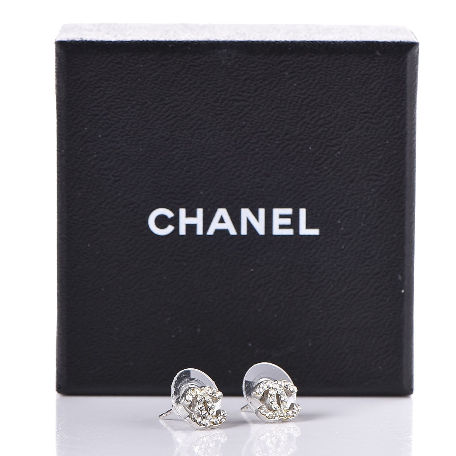 Chanel Crystal CC Earrings Silver 4 of 4