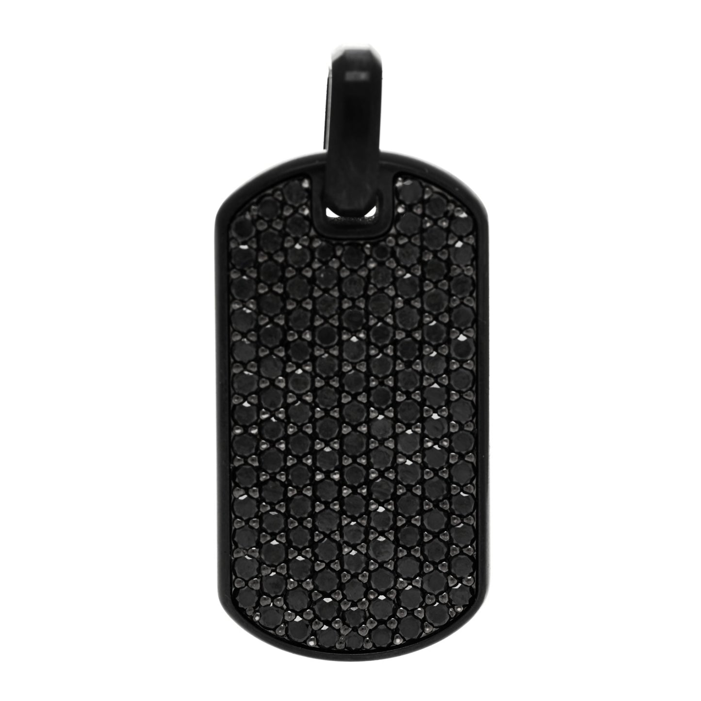 Sterling Silver Titanium Black Diamond 27mm Chevron Dog Tag Pendant
