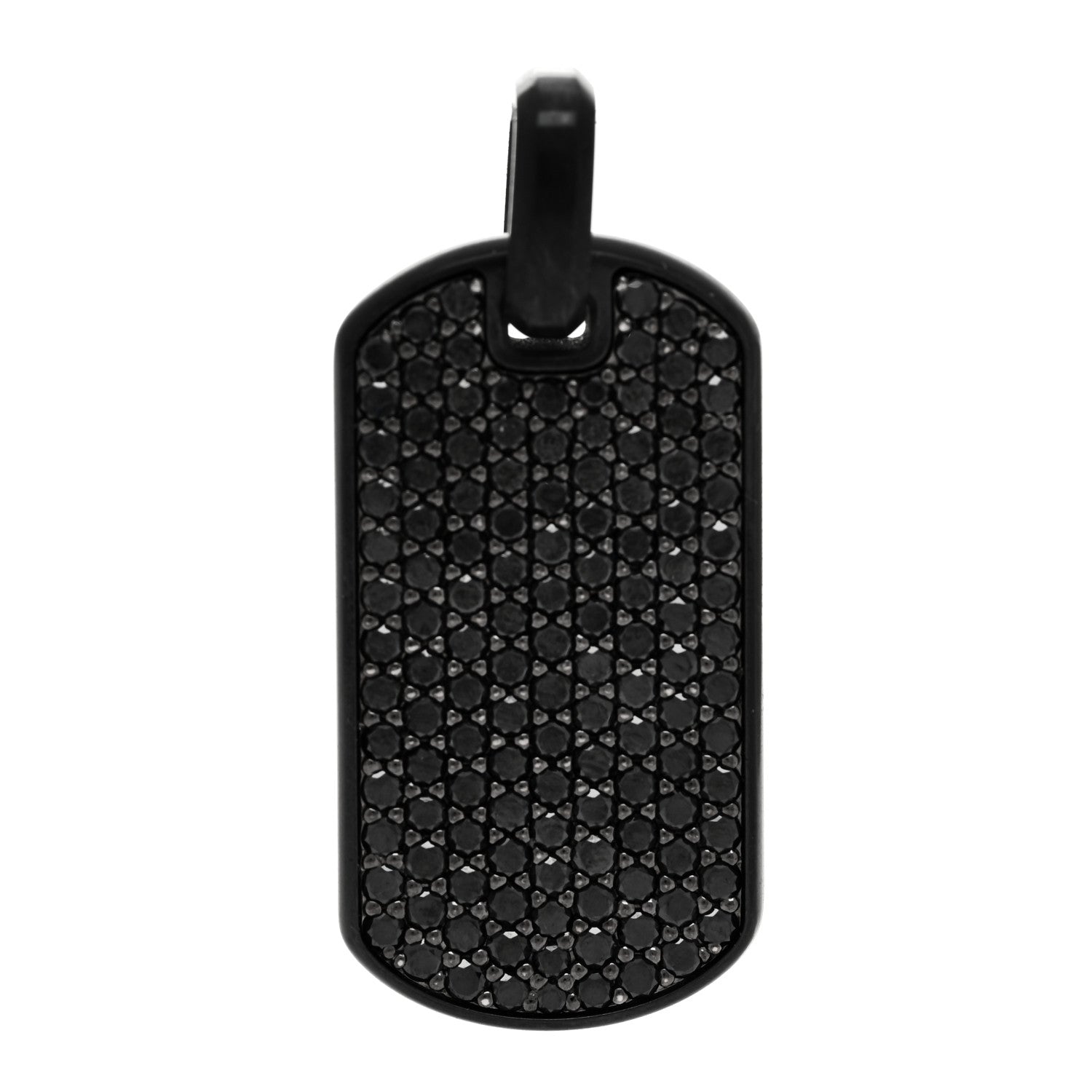 David Yurman Sterling Silver Titanium Black Diamond 27mm Chevron Dog Tag Pendant 1 of 4