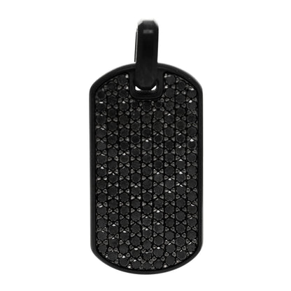 David Yurman Sterling Silver Titanium Black Diamond 27mm Chevron Dog Tag Pendant 1 of 4