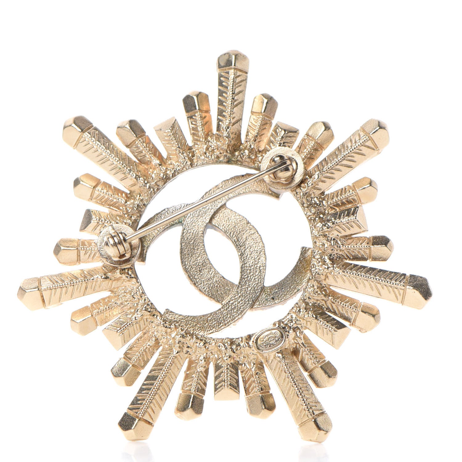 Chanel Crystal Baguette CC Brooch Light Gold 3 of 5