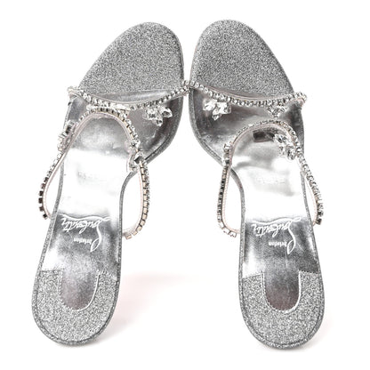 Christian Louboutin PVC Crystal Just Queen 100 Sandals 39 Silver 5 of 9