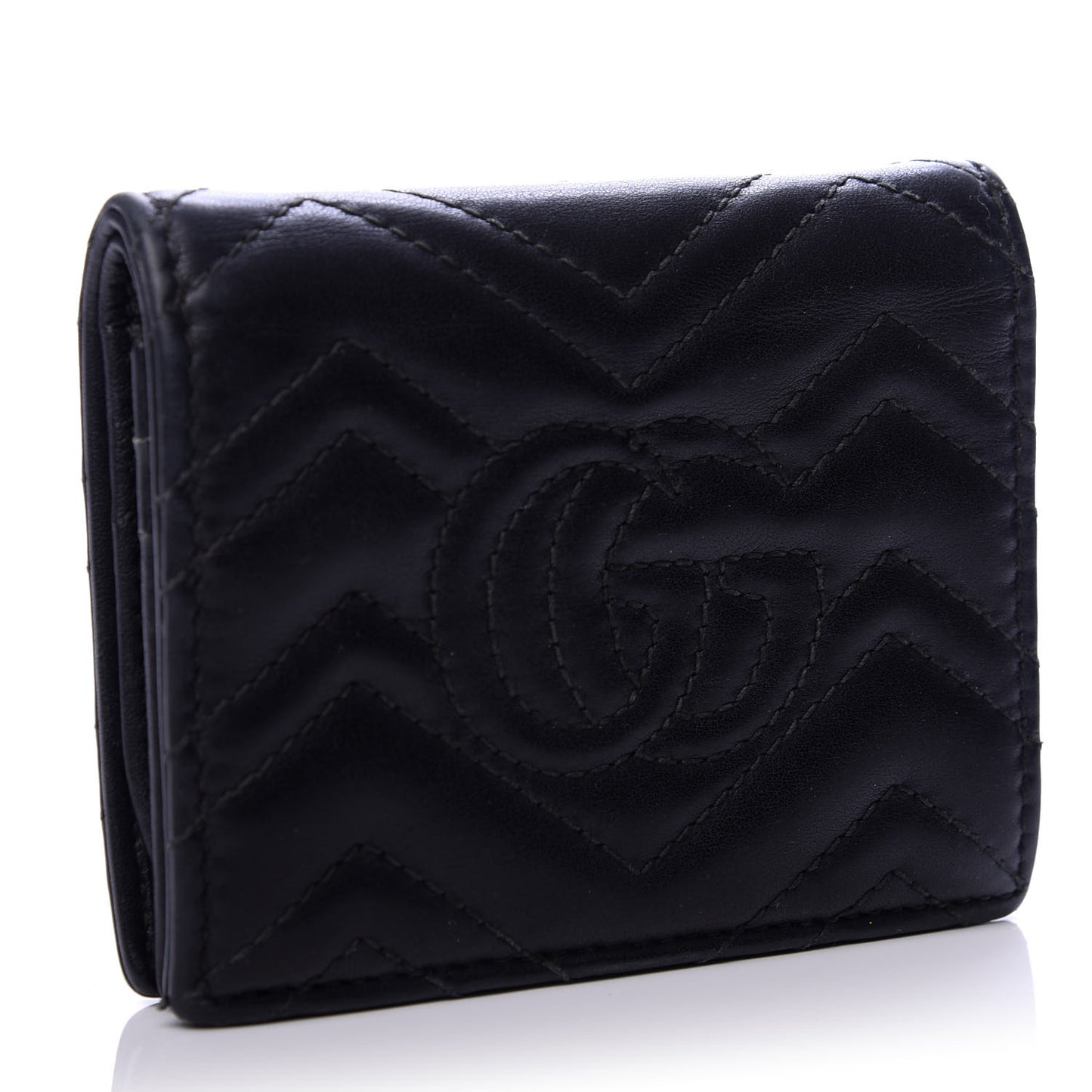 Calfskin Matelasse GG Marmont Card Case Black