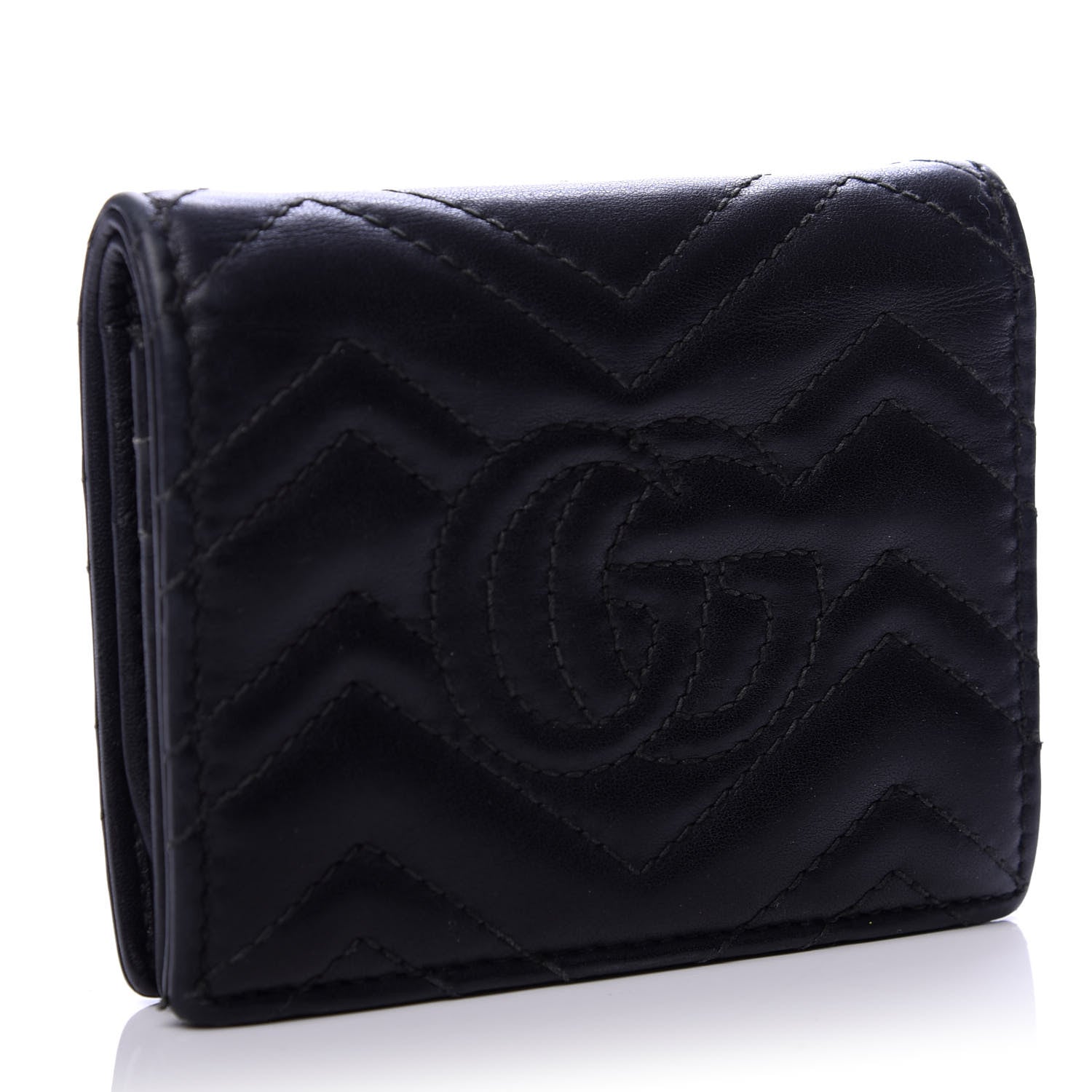Gucci Calfskin Matelasse GG Marmont Card Case Black 3 of 7