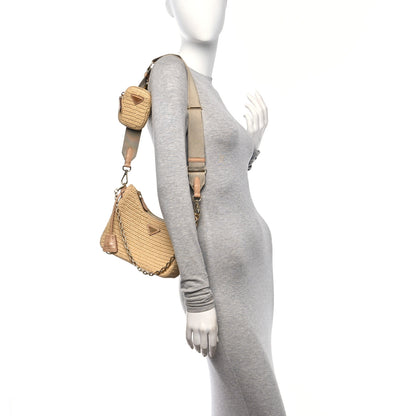 Prada Yarn Raffia Effect Crochet Re-Edition 2005 Shoulder Bag Naturale 2 of 10