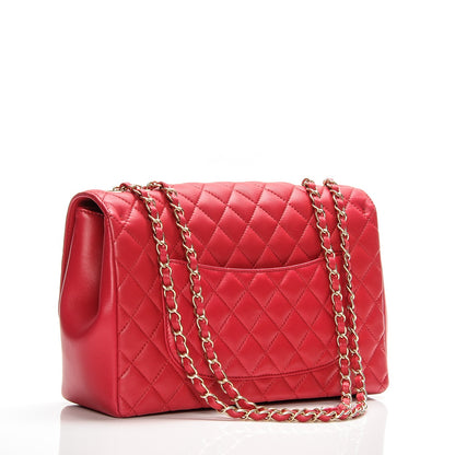 Chanel Lambskin Quilted Jumbo Mademoiselle Chic Flap Red 3 of 7