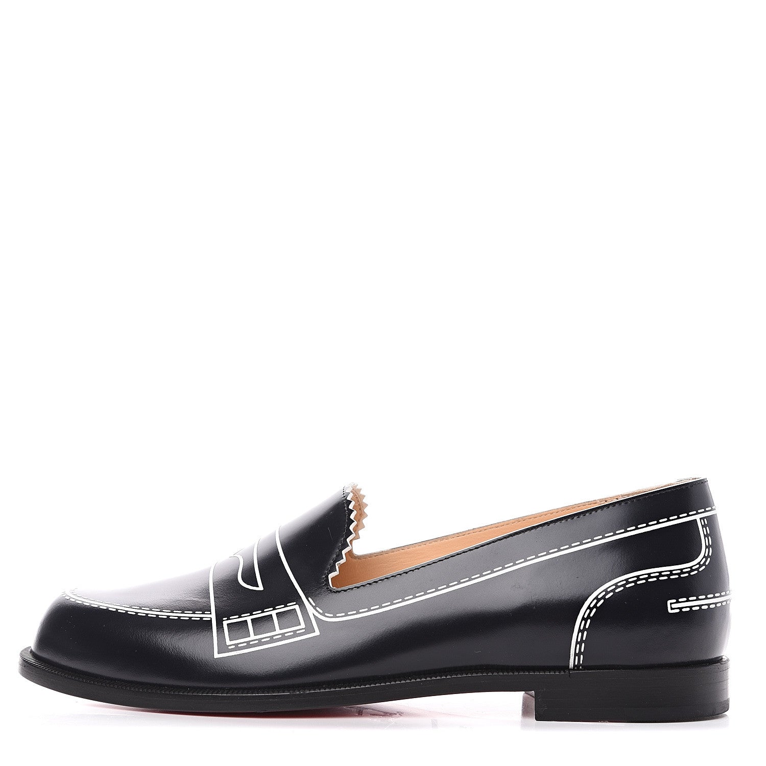 Christian Louboutin Calfskin Women Mocalaureat Tromp L'oeil Loafers 35.5 Black 1 of 9