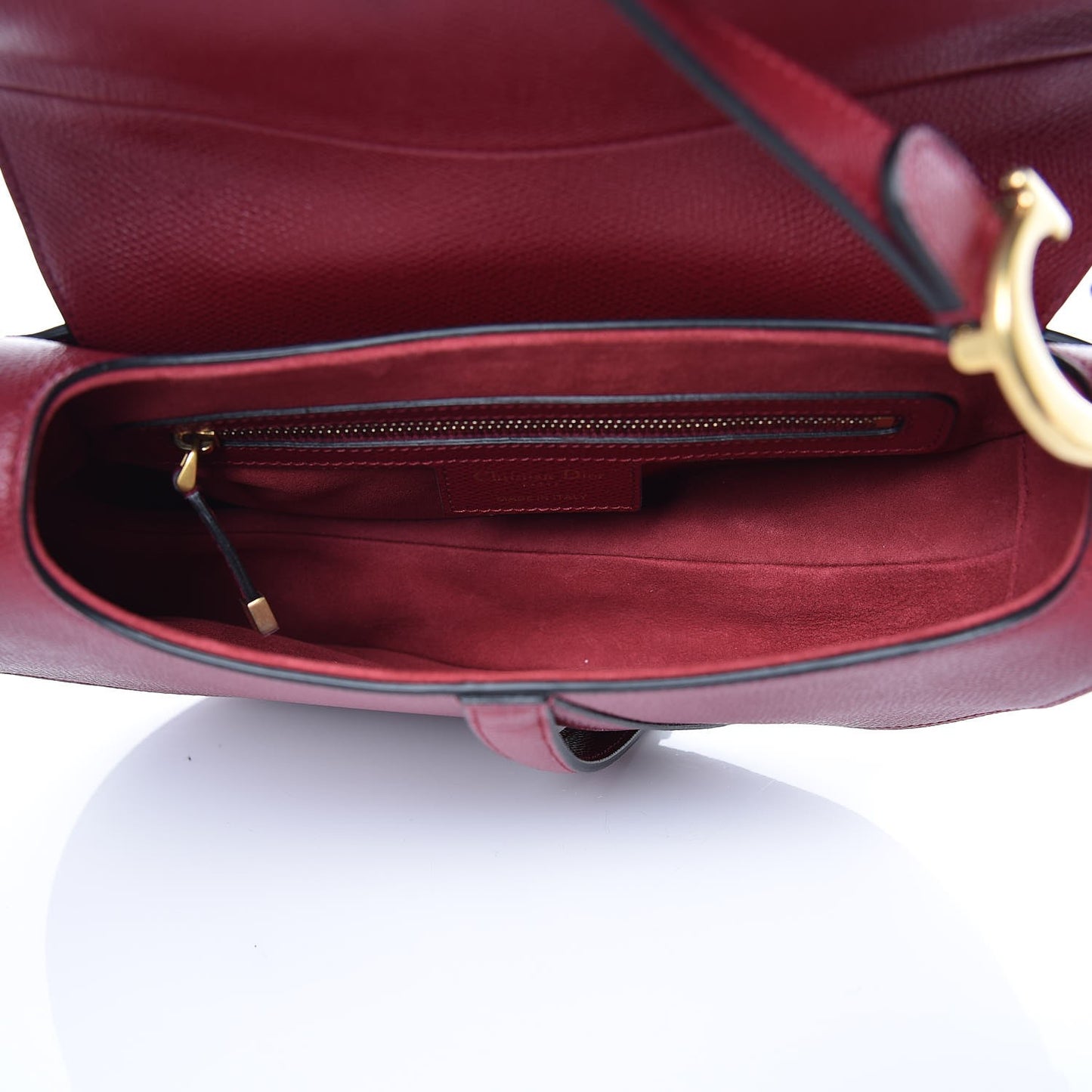 Grained Calfskin Saddle Bag Burgundy