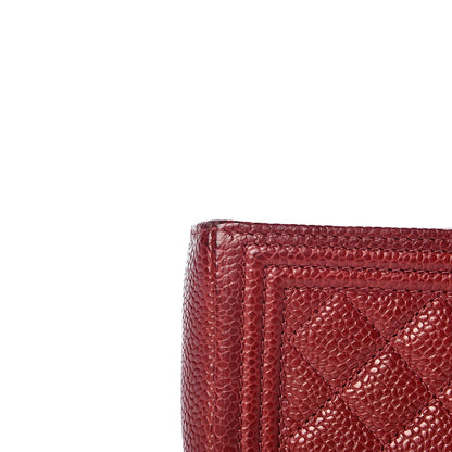 Chanel Caviar Quilted Mini Boy Phone Holder Clutch Dark Red 12 of 15