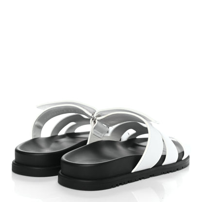 Hermes Calfskin Womens Chypre Sandals 37 White 4 of 8