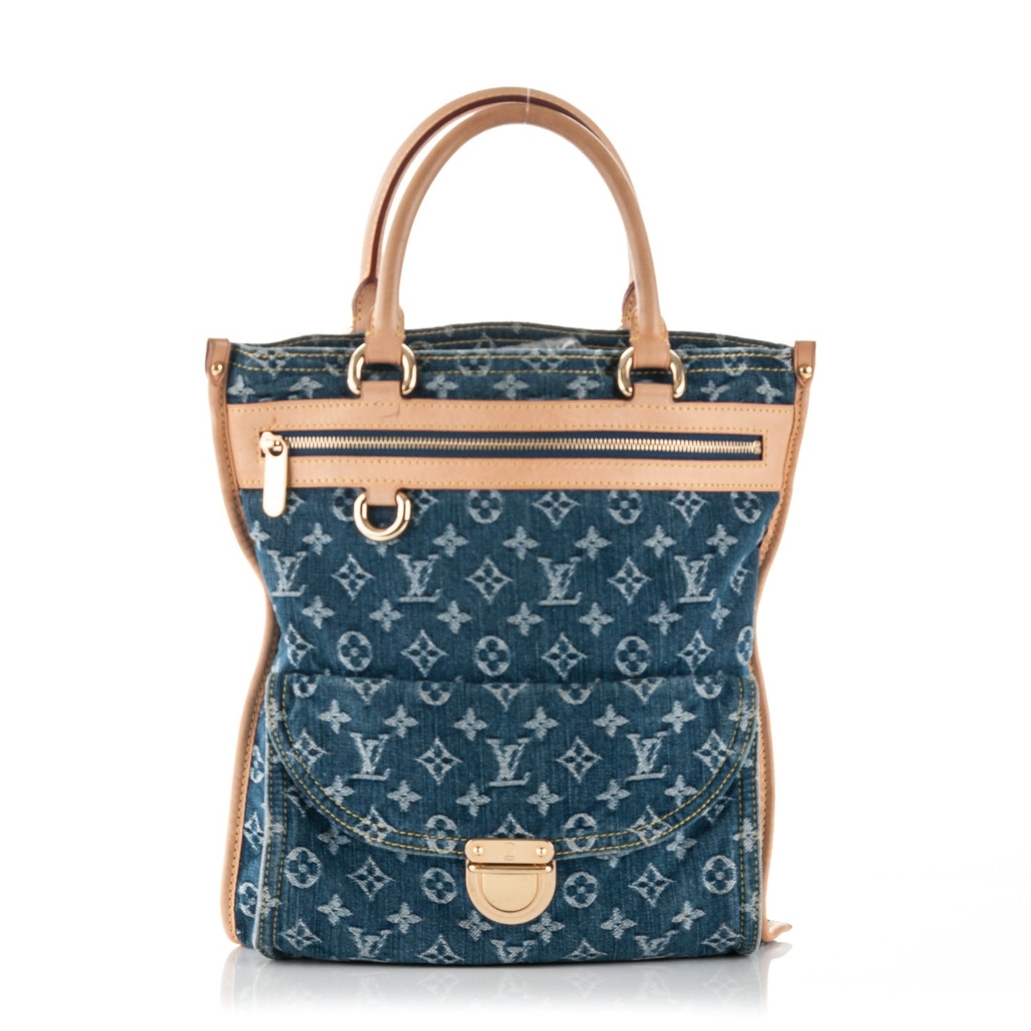 Monogram Denim Sac Plat Blue