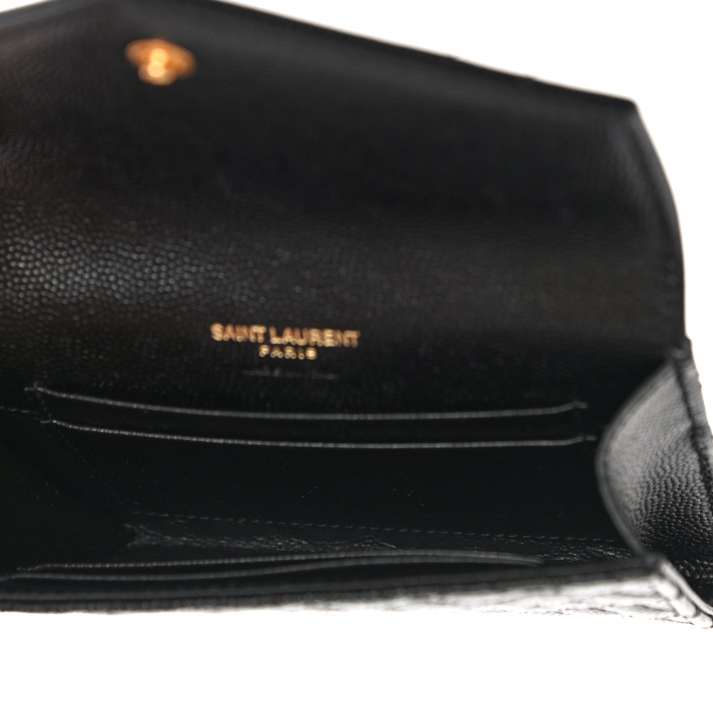 Grain De Poudre Textured Mixed Matelasse Triquilt Small Monogram Envelope Wallet Black
