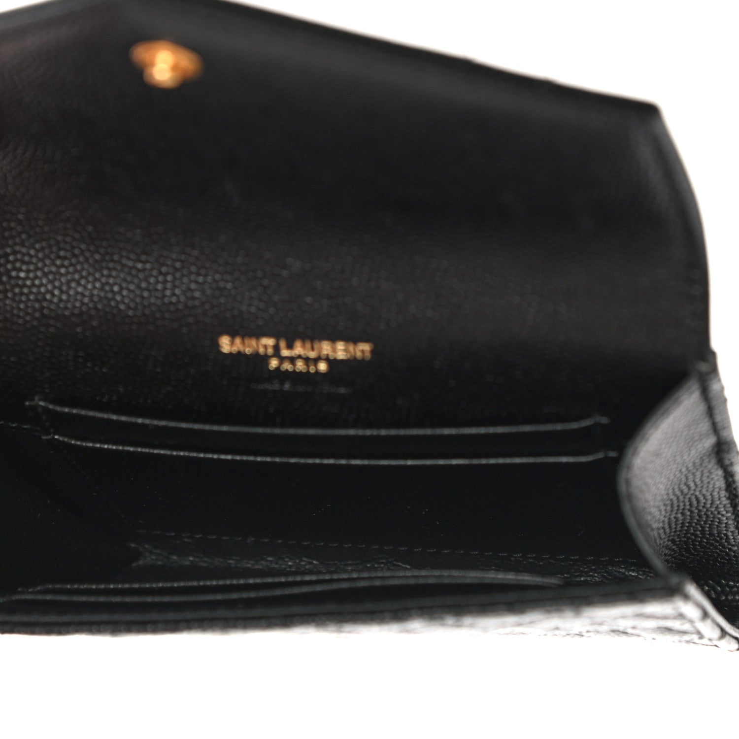 Saint Laurent Grain De Poudre Textured Mixed Matelasse Triquilt Small Monogram Envelope Wallet Black 5 of 10
