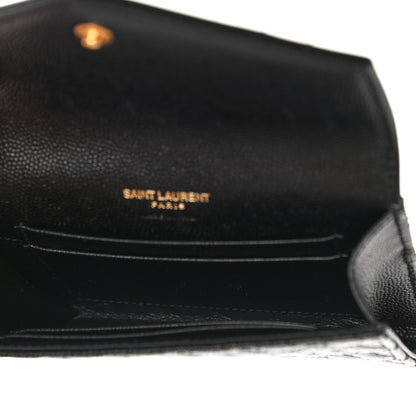 Saint Laurent Grain De Poudre Textured Mixed Matelasse Triquilt Small Monogram Envelope Wallet Black 5 of 10