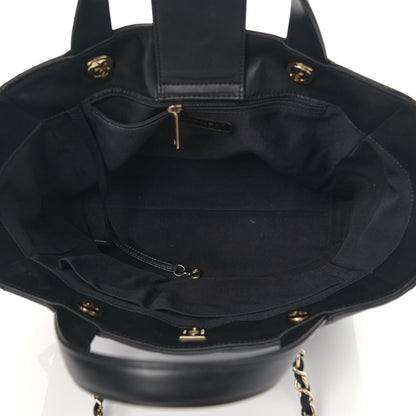 Chanel Calfskin Chevron Quilted Large Shopping Tote Black 4 of 15