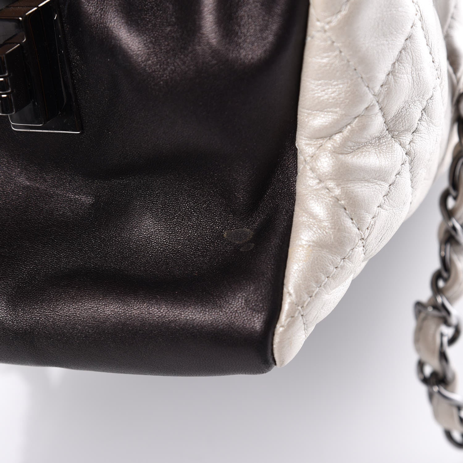 Chanel Metallic Lambskin Quilted Mademoiselle Tote Pearl 10 of 13