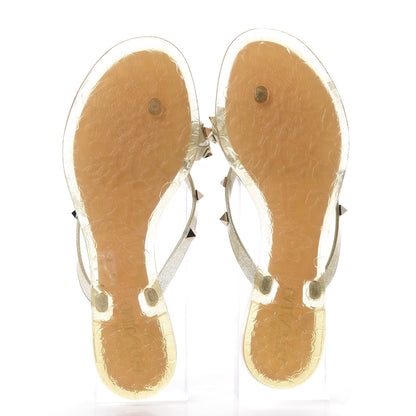 Valentino Garavani PVC Jelly Glitter Rockstud Bow Thong Sandals 37 Oro 7 of 7