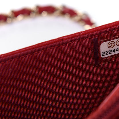 Chanel Lambskin Quilted Boy Wallet On Chain WOC Red 8 of 13