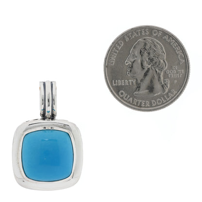 David Yurman Sterling Silver Turquoise 14mm Albion Enhancer Pendant 2 of 3