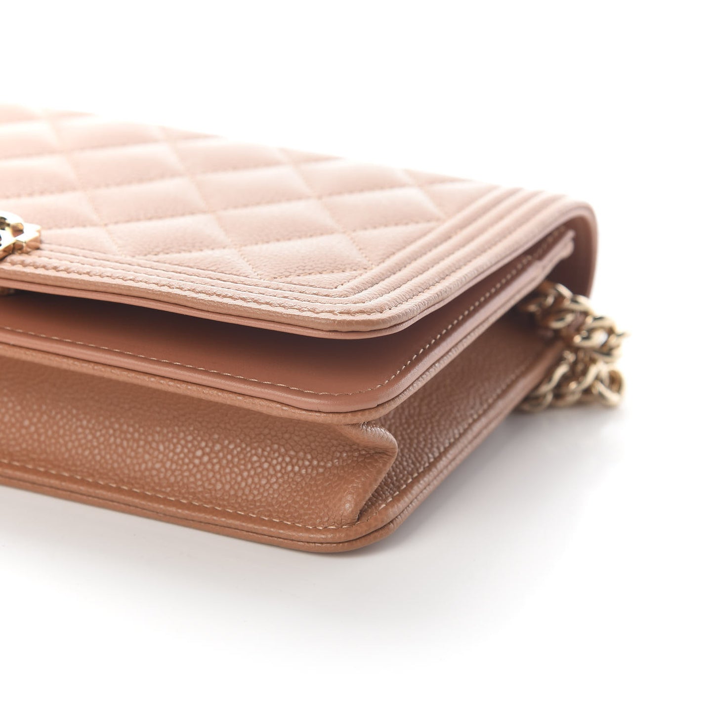 Caviar Quilted Boy Wallet On Chain WOC Brown