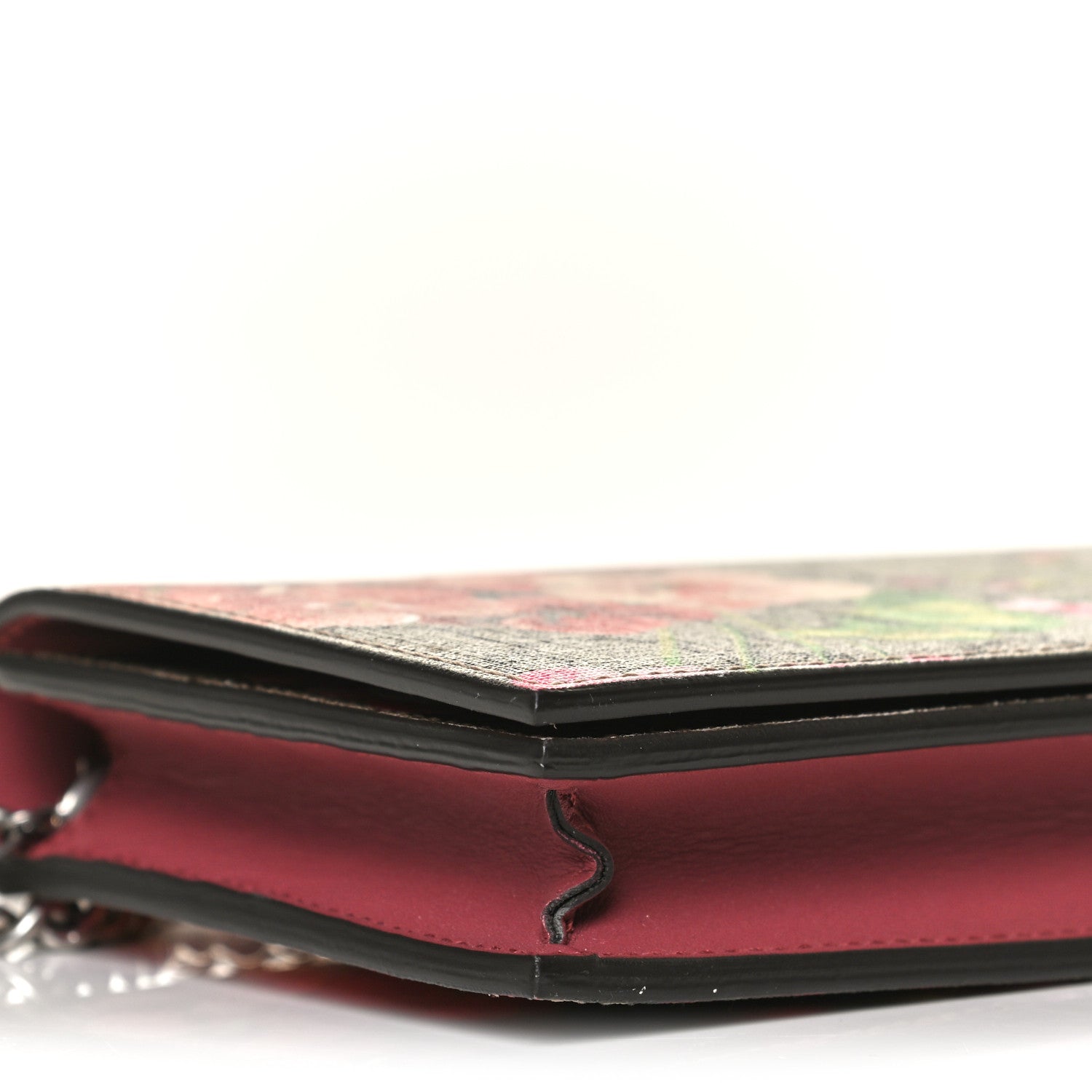 Gucci GG Supreme Monogram Blooms Chain Wallet Beige Multicolor Dry Rose 7 of 10