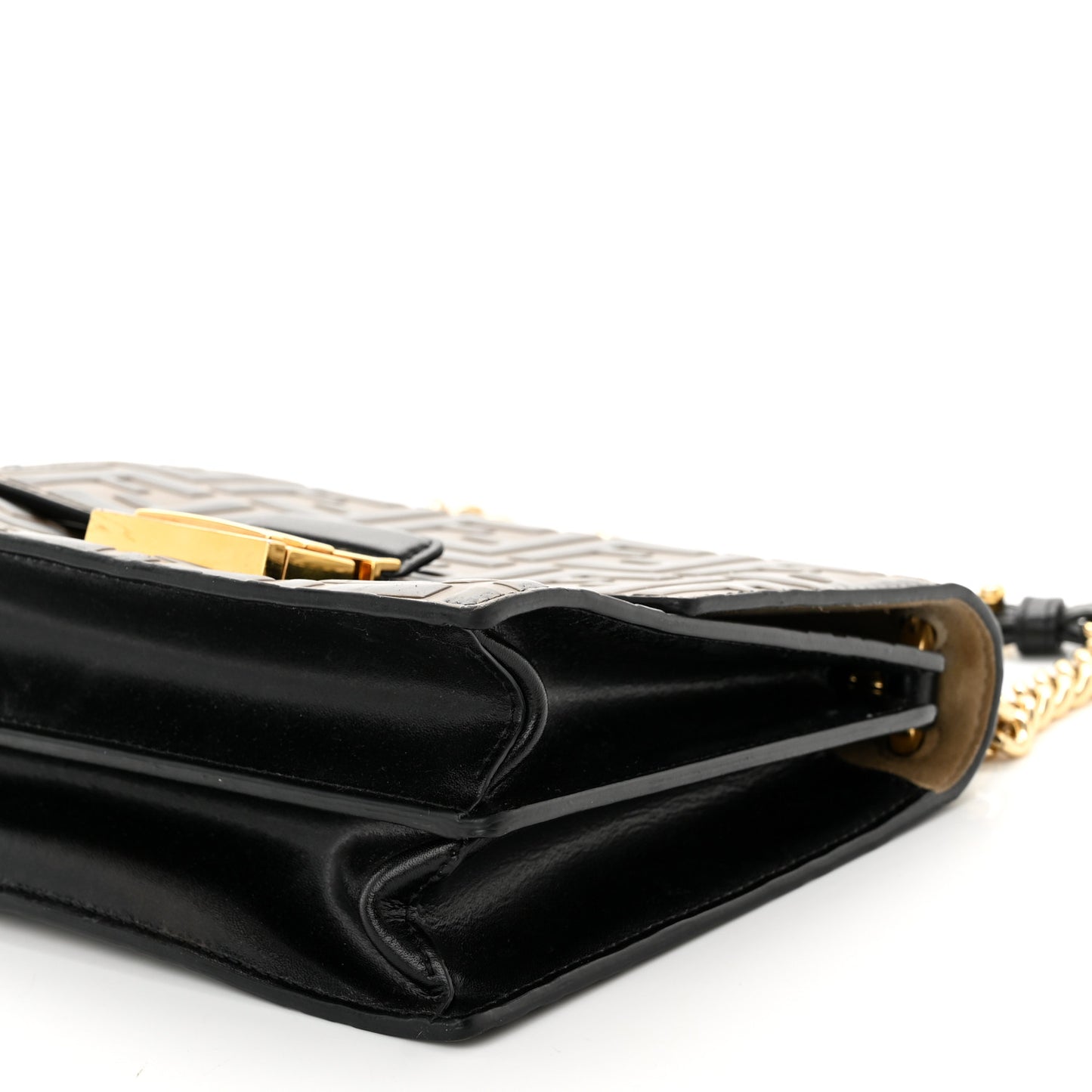 Vitello Liberty Bi-Color FF 1974 Embossed Small Kan U Shoulder Bag Maya Black